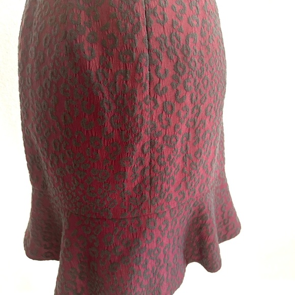 Ann Taylor Burgundy Leopard Midi Skirt - Picture 2 of 5